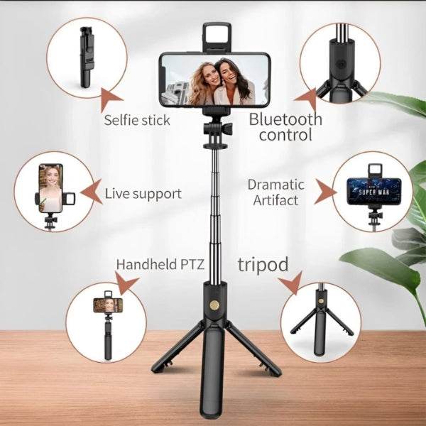 R1S Smart Bluetooth Selfie Stick with Tripod & Remote - Gadget Spark